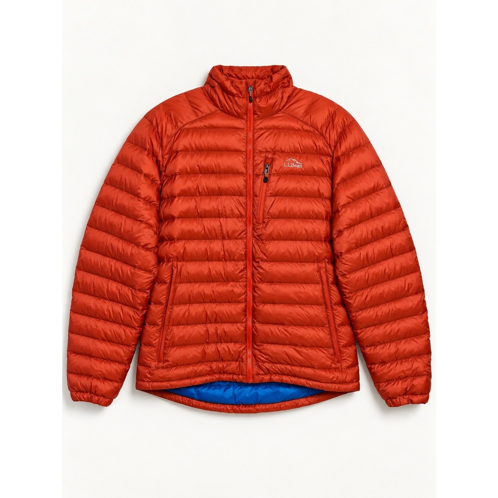 LL Bean Down Jacket Mens XL Tall Orange Puffer 850 DownTek Pertex Lightweight